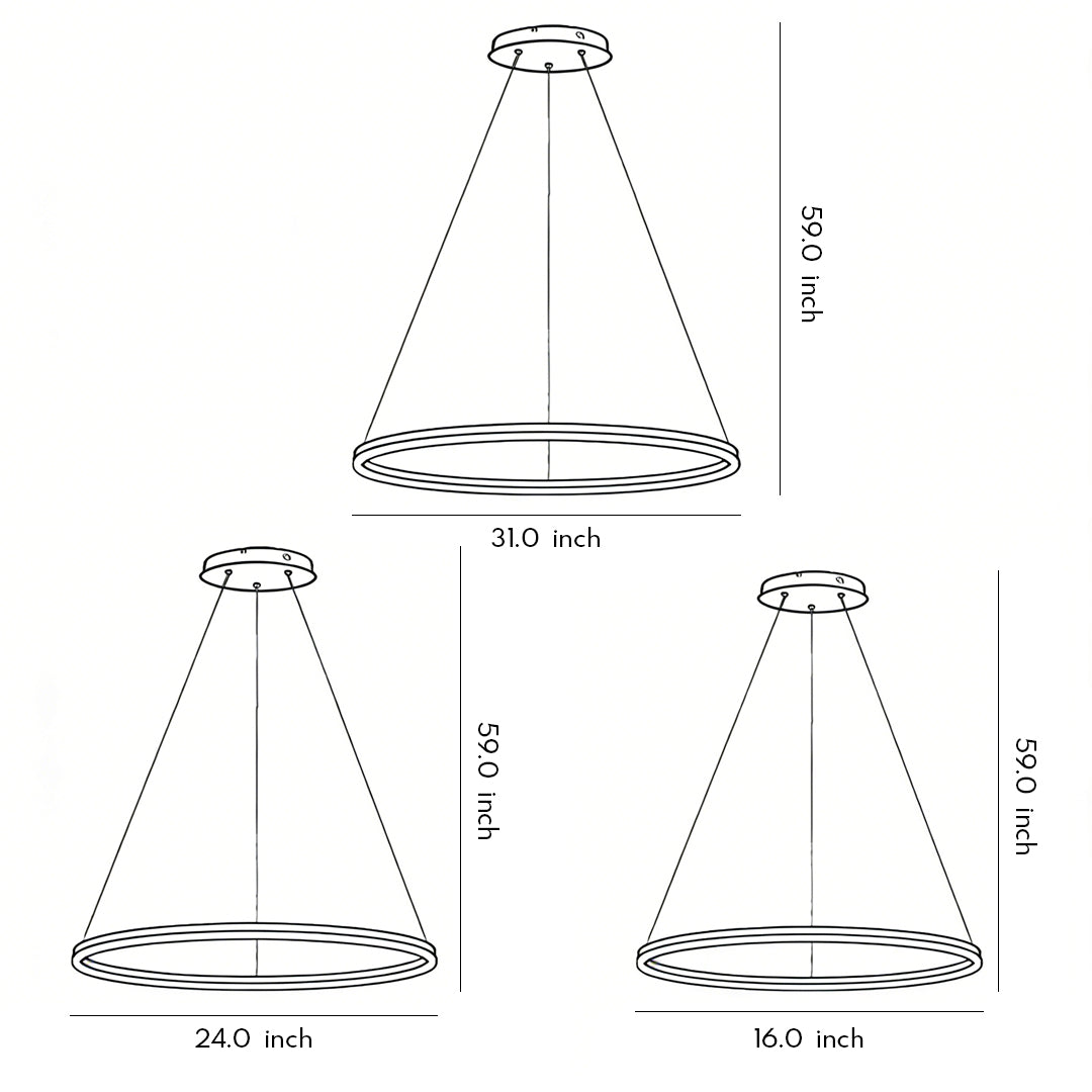 Czarny Pierścieniowy Żyrandol LED – AllWhitePro