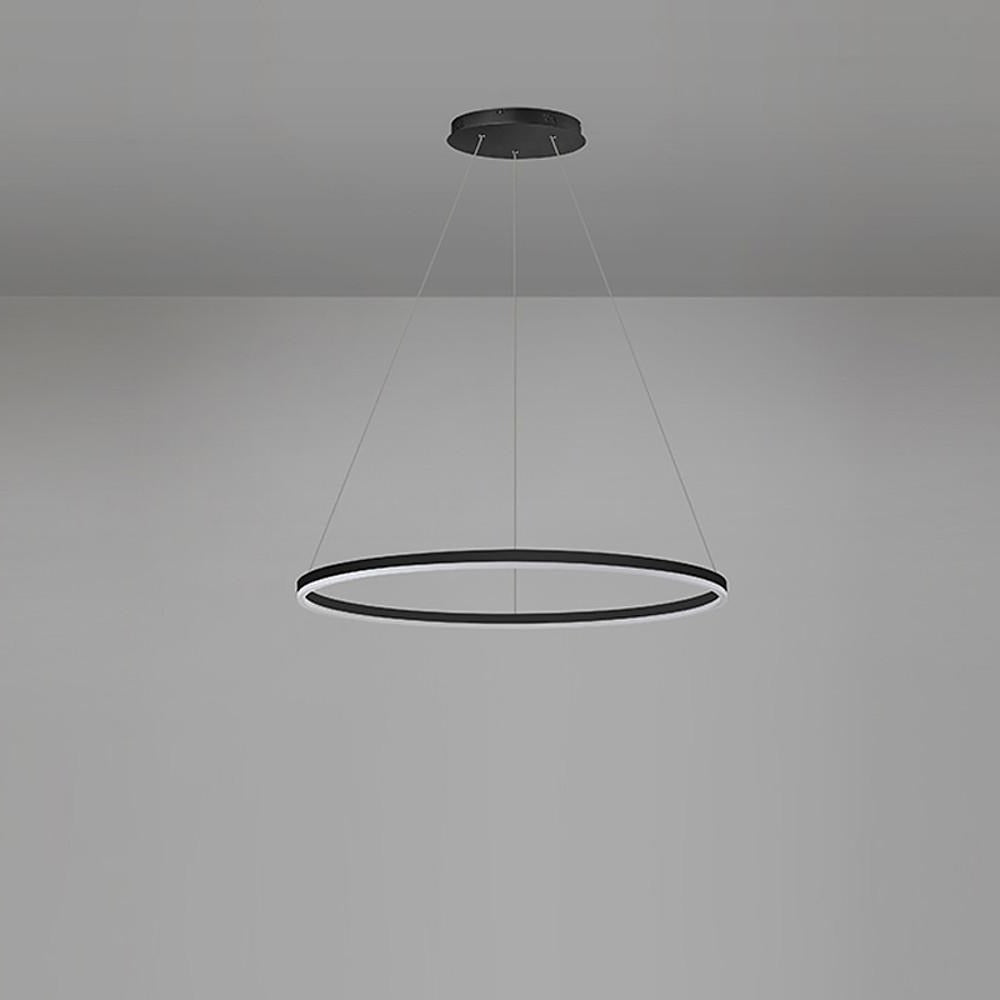 Czarny Pierścieniowy Żyrandol LED – AllWhitePro