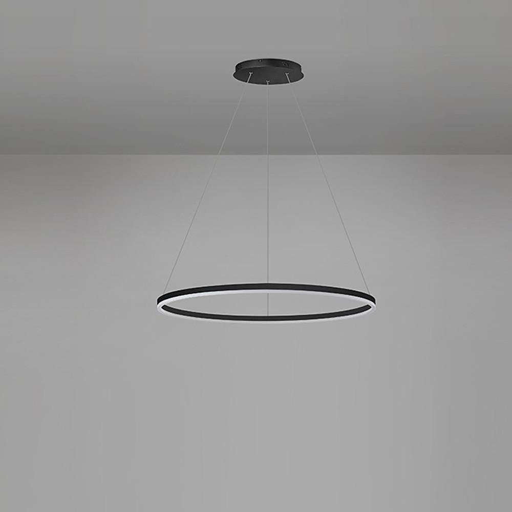Czarny Pierścieniowy Żyrandol LED – AllWhitePro
