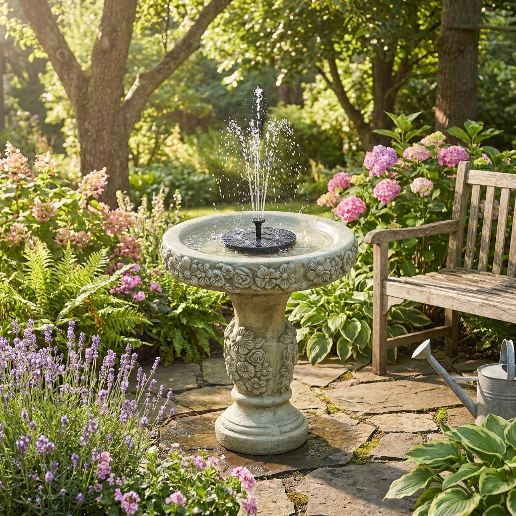Solar Water Fountain for Garden - Lifestyle